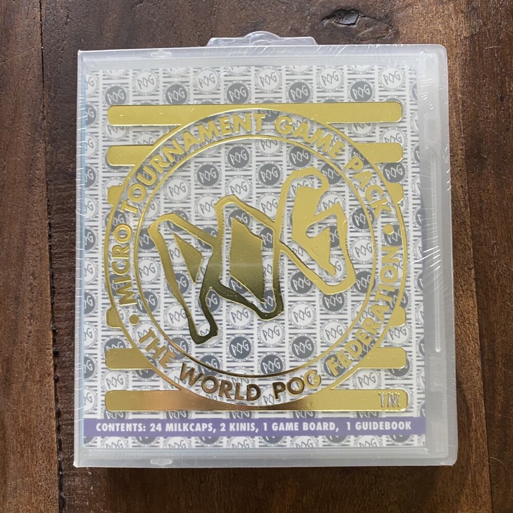 New Pog Micro Tournament Game Pack - 24 Milkcaps 2 Kinis Board Book Vintage